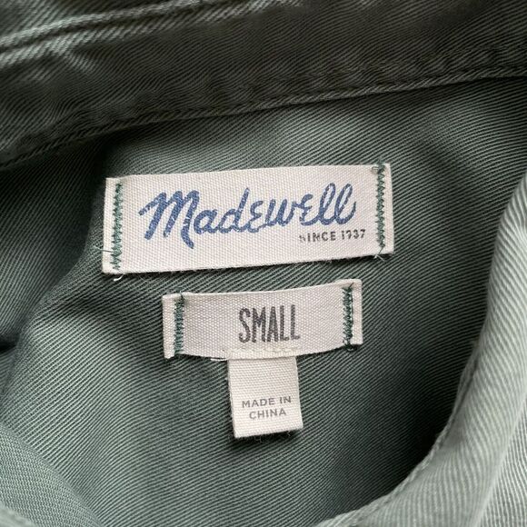 MADEWELL Womens Tomboy Work Shirt Sz S EUC Green Button-Up 100% Cotton 47515 - Picture 11 of 13